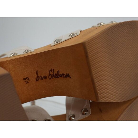 Sam Edelman Rosalind Womens Sandals Platform Wood Heel Beige Suede Strappy 8.5 - Picture 9 of 13